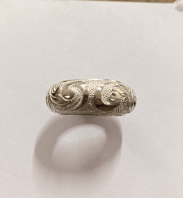 Swirls and dots silver ring band