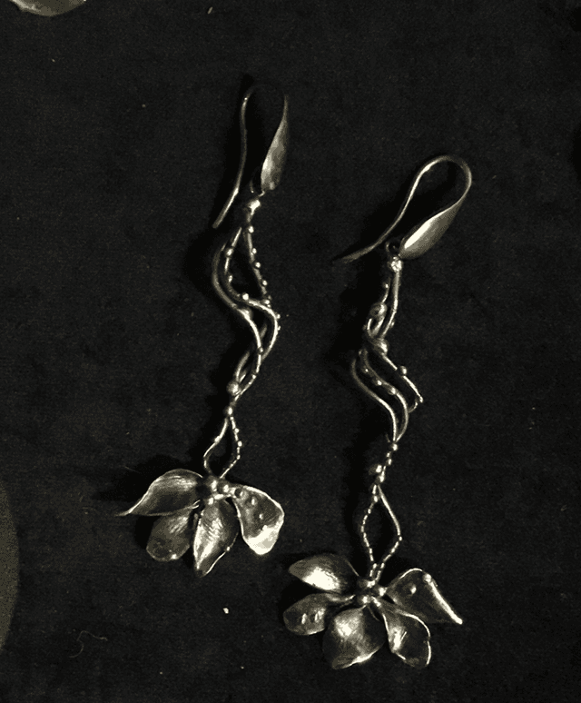 Twist Flower earrings silver