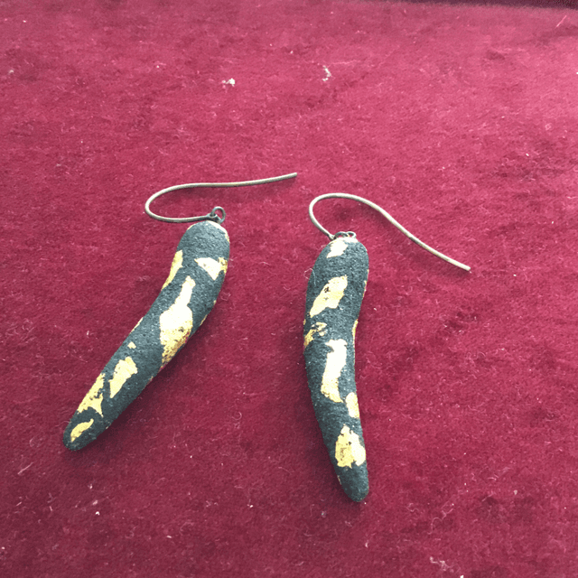 Precious Lava Hanging Earrings  Black