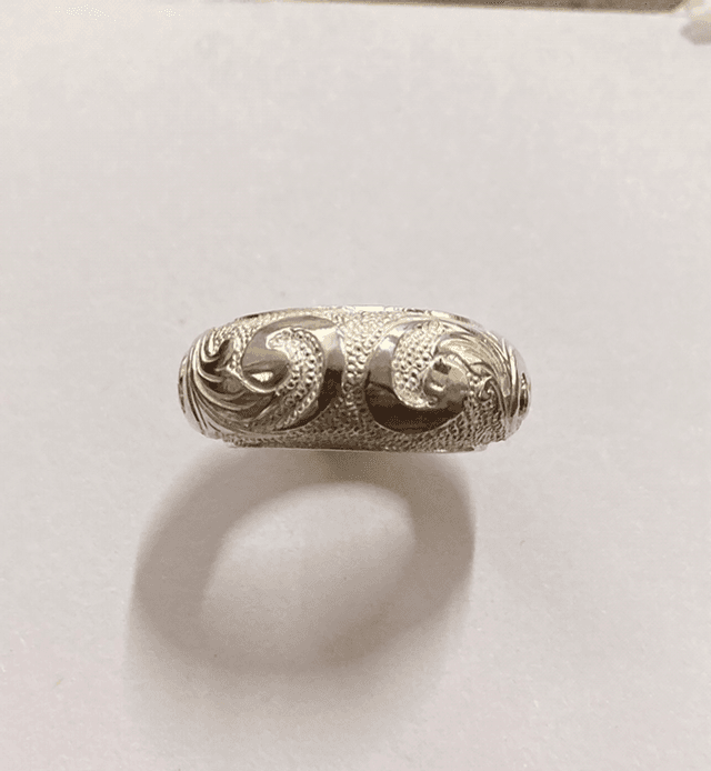 Swirls and dots silver ring band