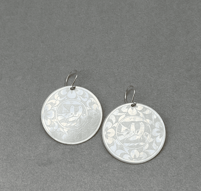 Dove earrings ( vintage Chinese chips )